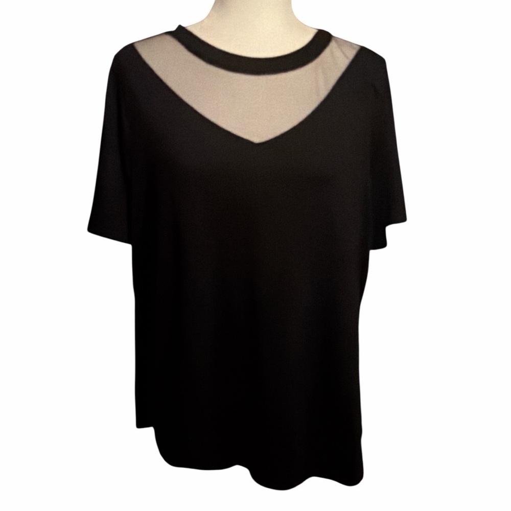BloomChic Black Sheer Accent Tee